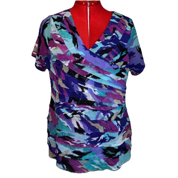 Style Co Women’s Plus Size 2X Multicolor Office Wear Layered Wrap Tunic Top - Picture 1 of 6